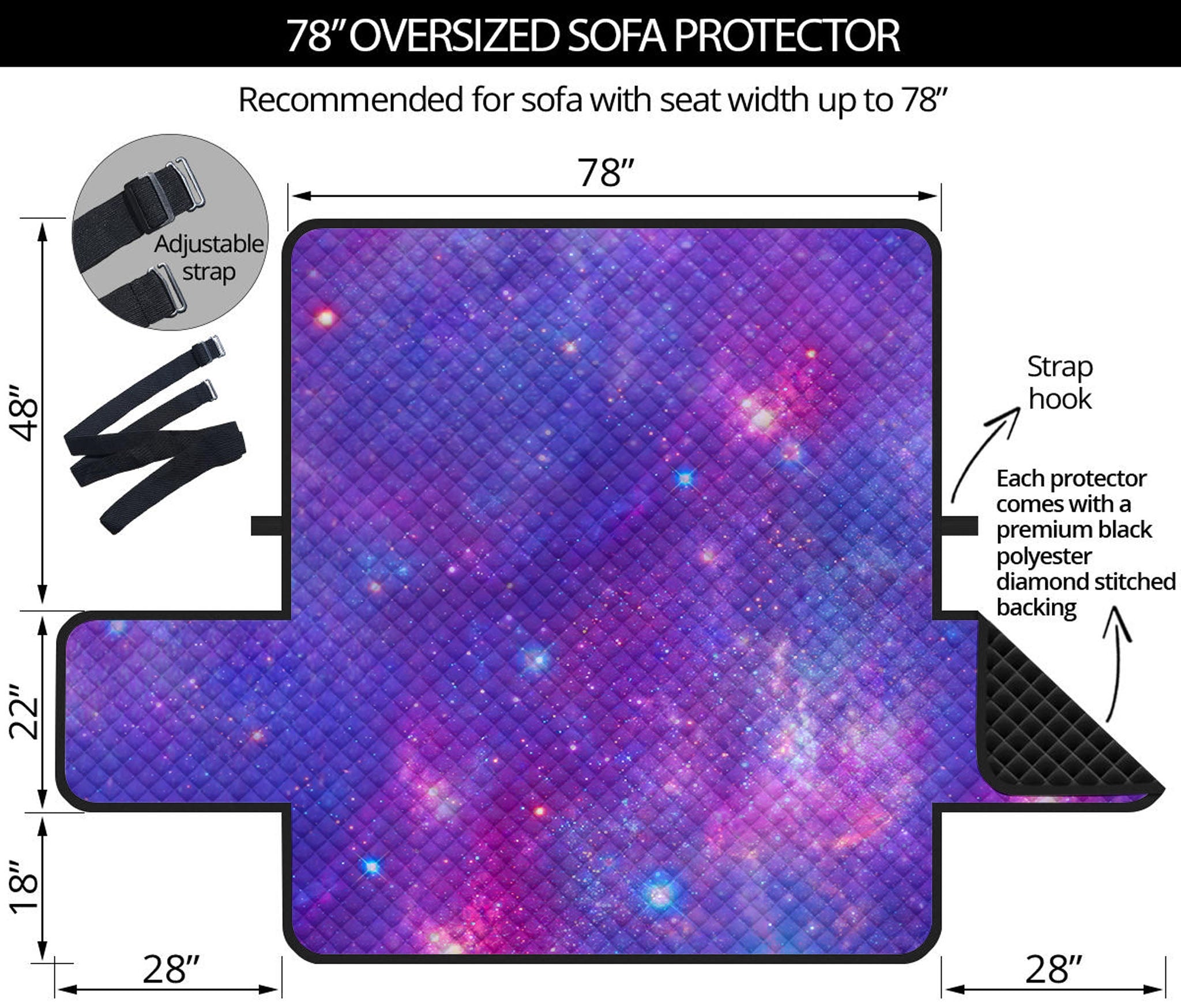 Purple Stardust Cloud Galaxy Space Print Oversized Sofa Protector