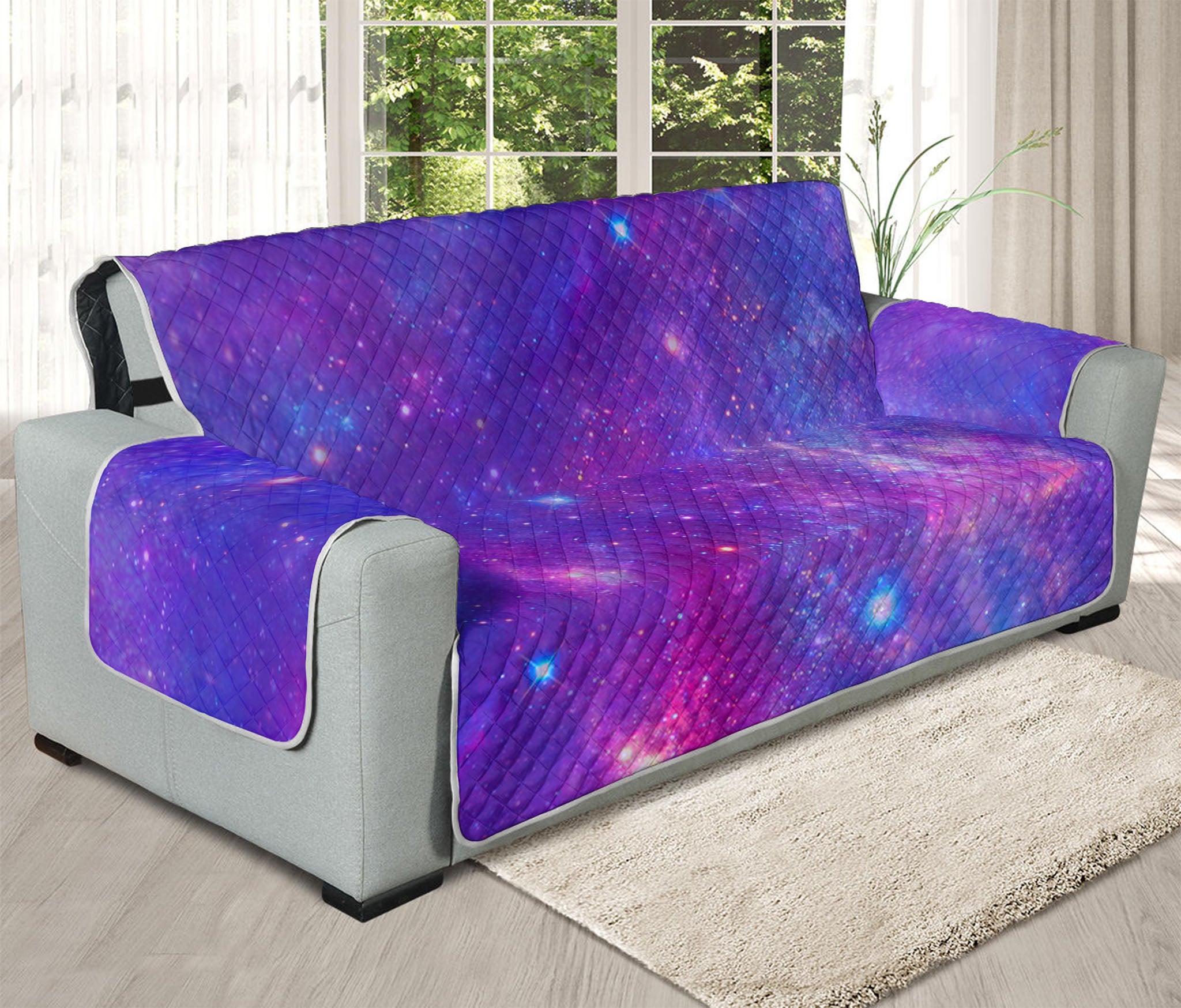 Purple Stardust Cloud Galaxy Space Print Oversized Sofa Protector