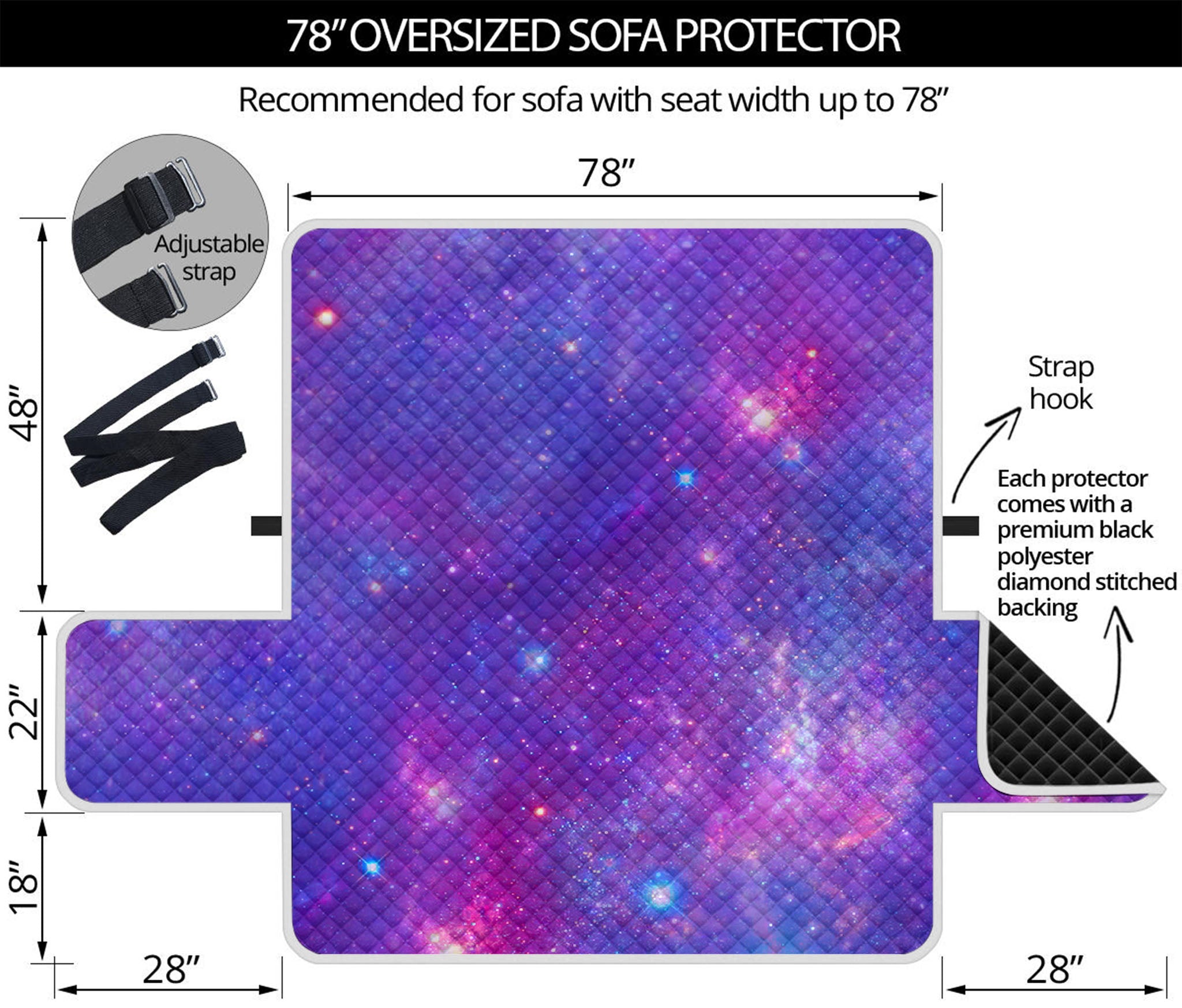 Purple Stardust Cloud Galaxy Space Print Oversized Sofa Protector