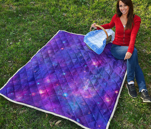 Purple Stardust Cloud Galaxy Space Print Quilt