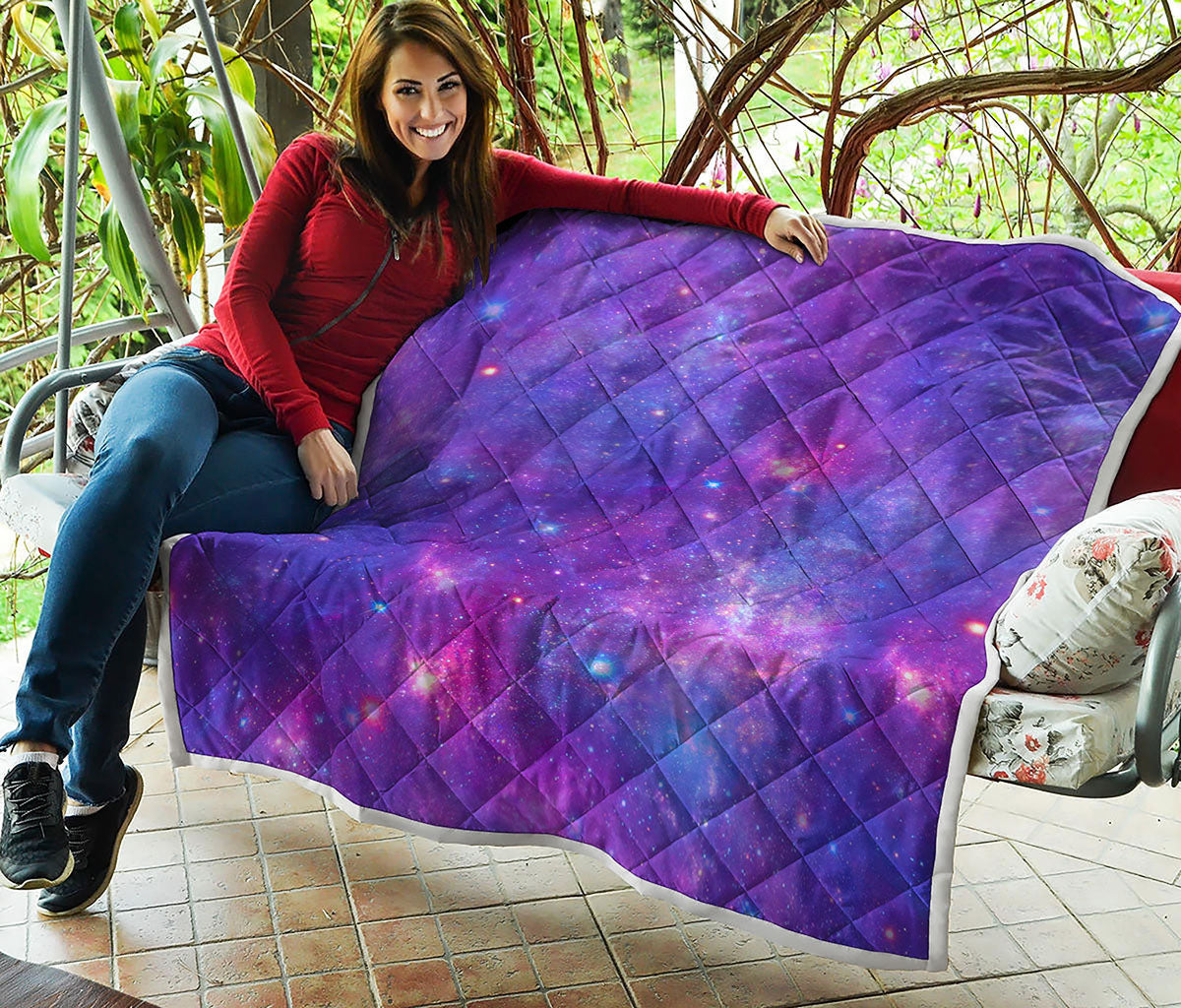 Purple Stardust Cloud Galaxy Space Print Quilt