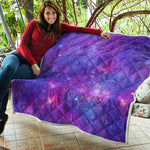 Purple Stardust Cloud Galaxy Space Print Quilt