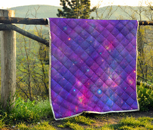 Purple Stardust Cloud Galaxy Space Print Quilt