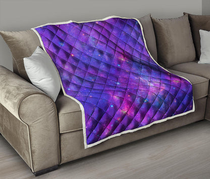 Purple Stardust Cloud Galaxy Space Print Quilt