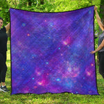 Purple Stardust Cloud Galaxy Space Print Quilt