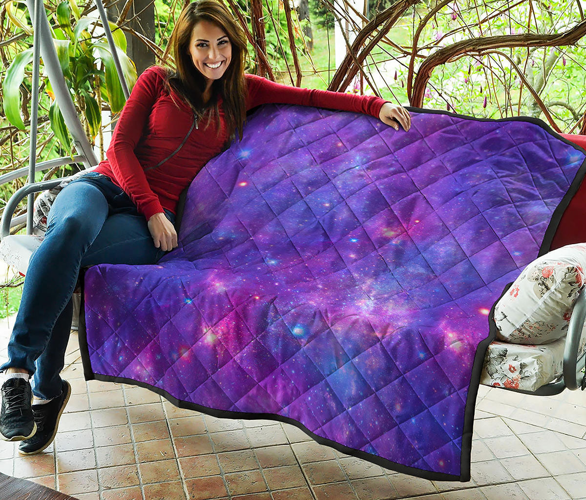 Purple Stardust Cloud Galaxy Space Print Quilt