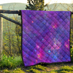 Purple Stardust Cloud Galaxy Space Print Quilt