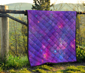 Purple Stardust Cloud Galaxy Space Print Quilt