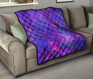 Purple Stardust Cloud Galaxy Space Print Quilt