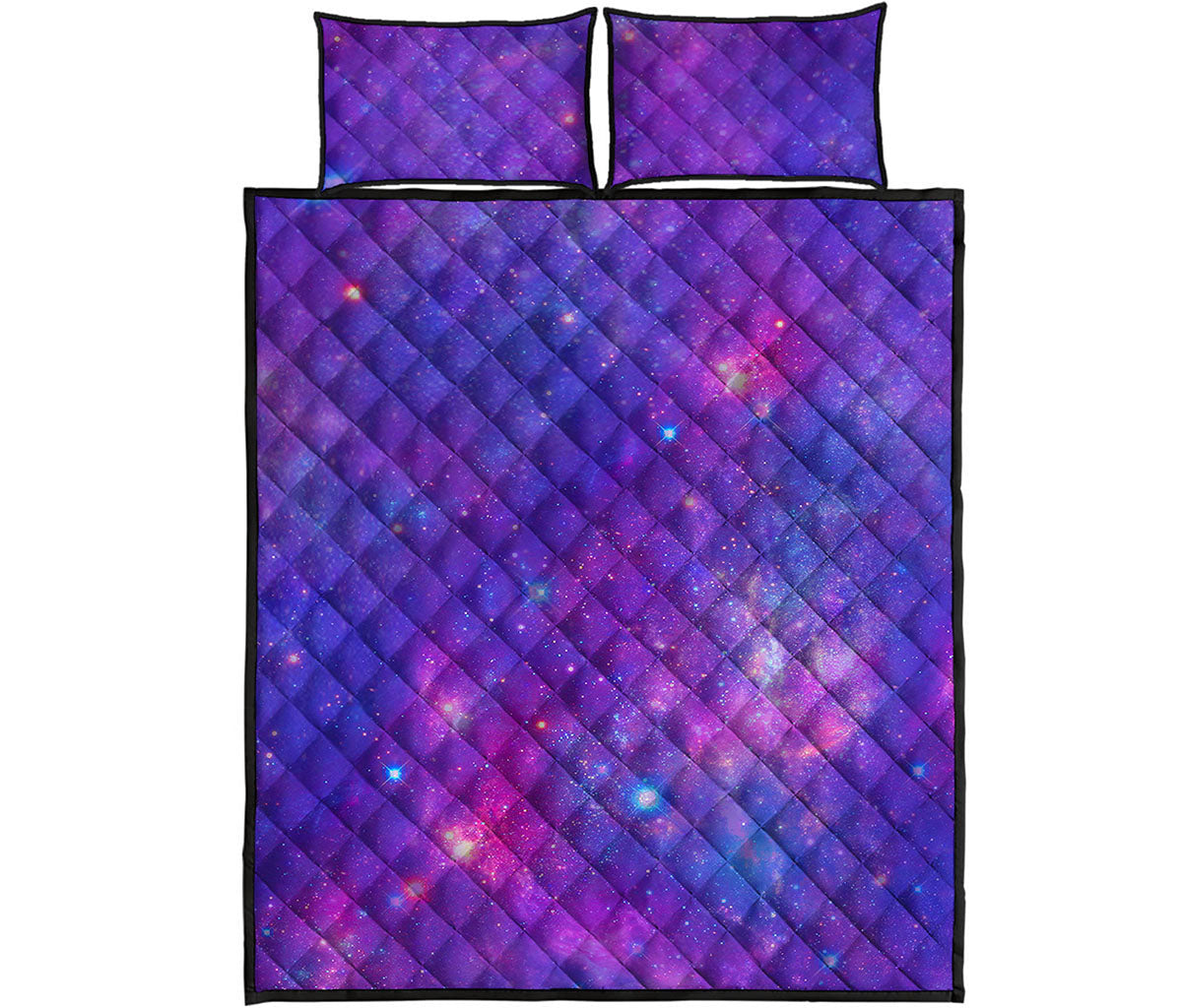 Purple Stardust Cloud Galaxy Space Print Quilt Bed Set