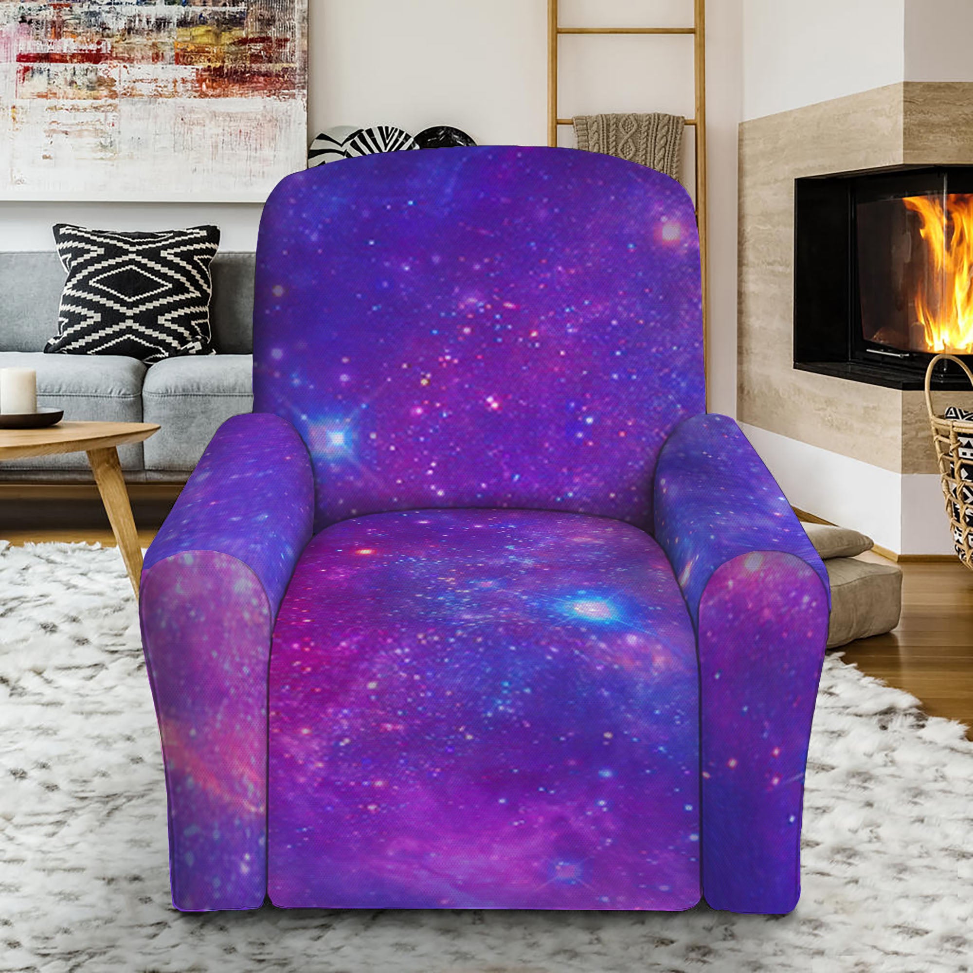 Purple Stardust Cloud Galaxy Space Print Recliner Slipcover