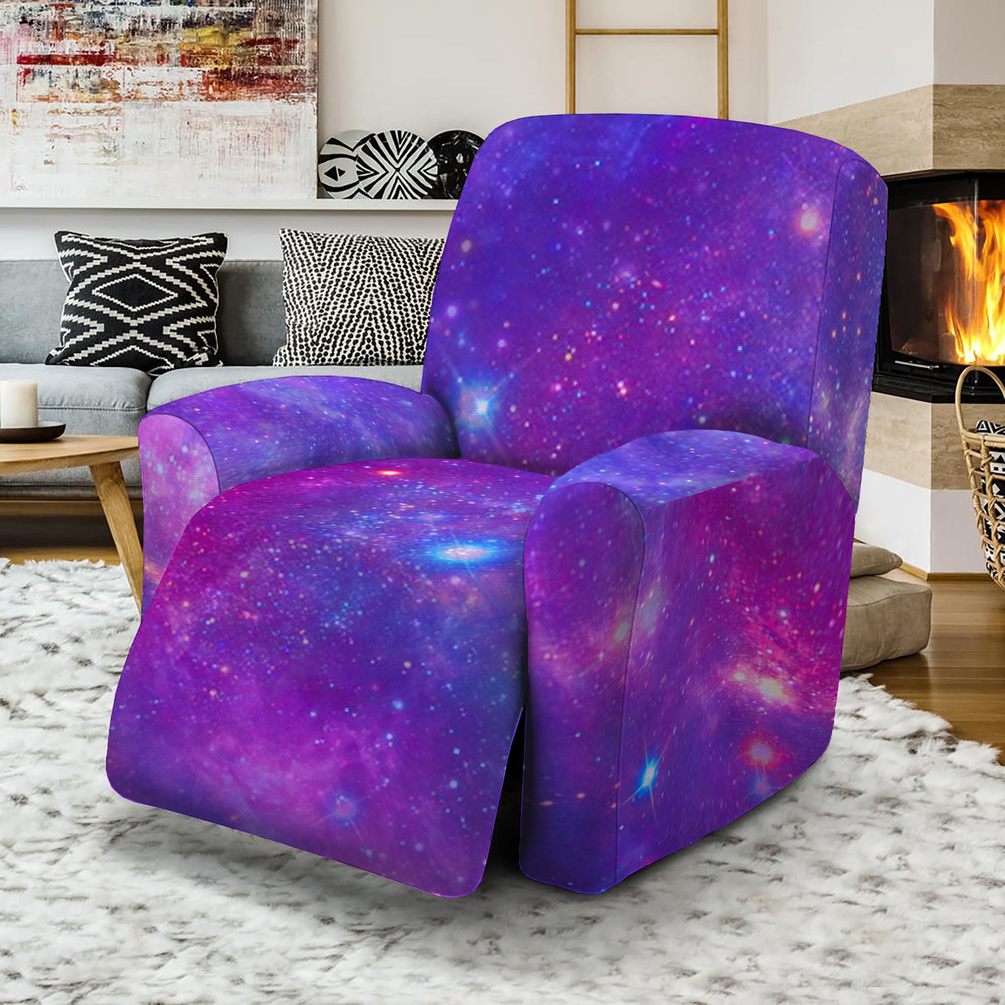 Purple Stardust Cloud Galaxy Space Print Recliner Slipcover