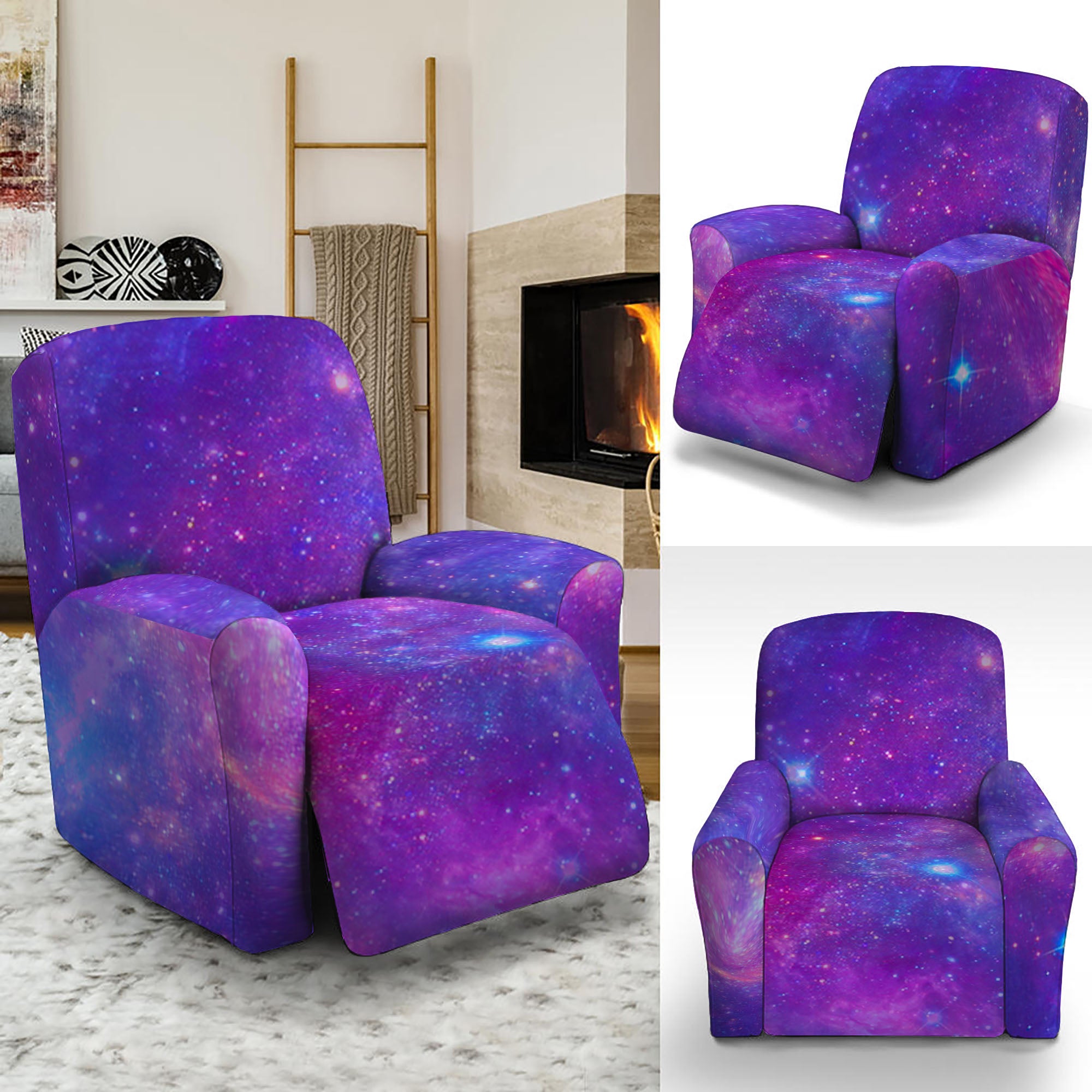 Purple Stardust Cloud Galaxy Space Print Recliner Slipcover