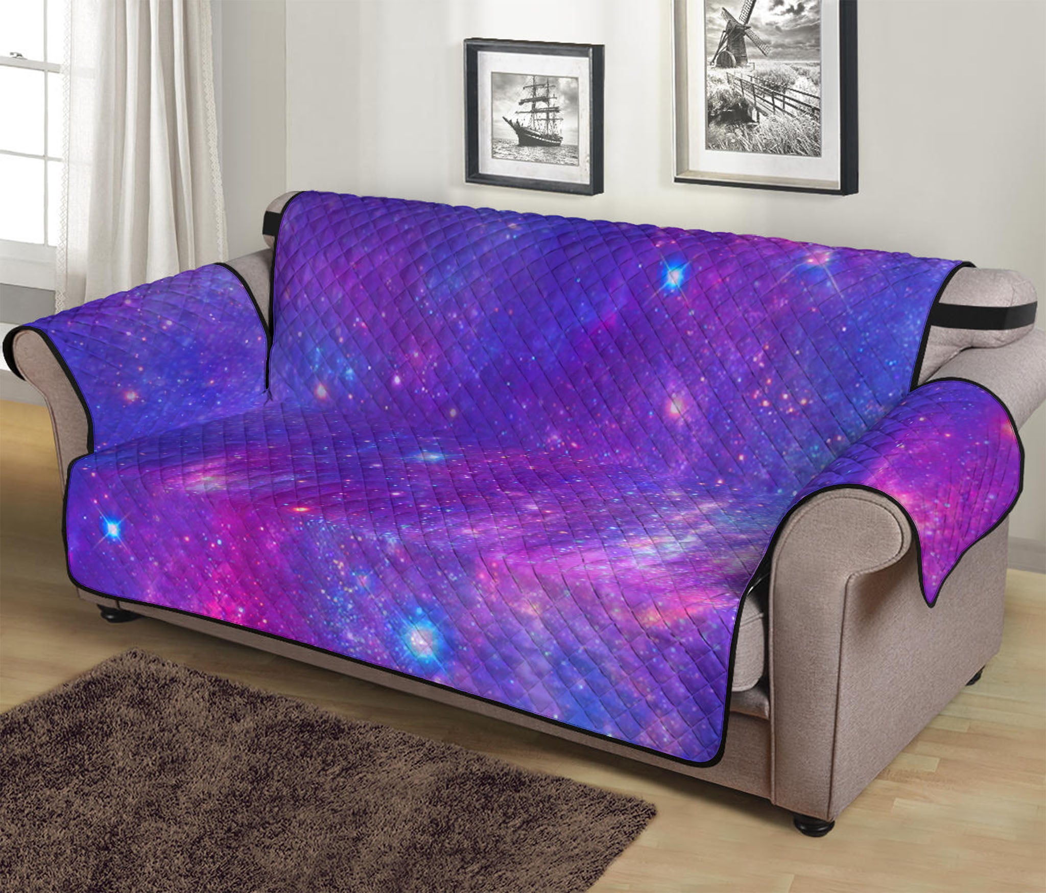 Purple Stardust Cloud Galaxy Space Print Sofa Protector