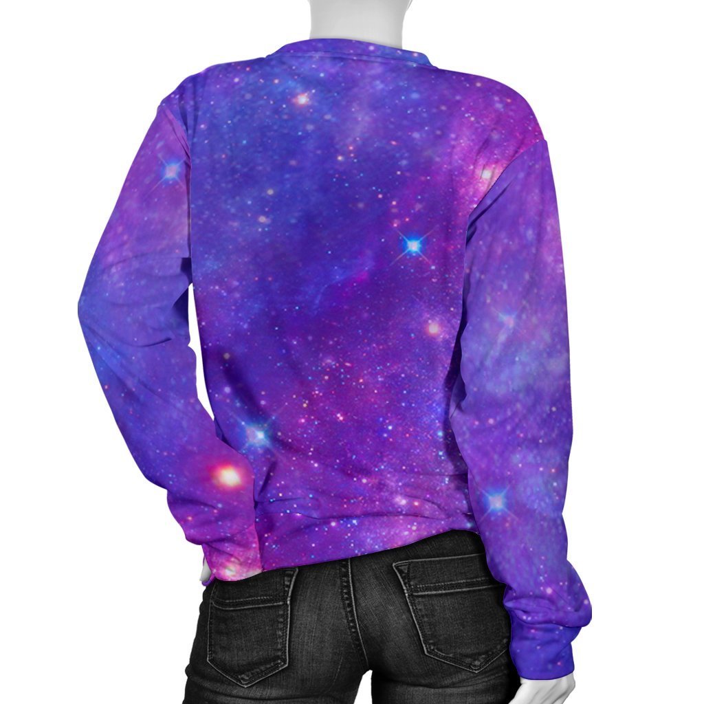Purple Stardust Cloud Galaxy Space Print Women's Crewneck Sweatshirt GearFrost
