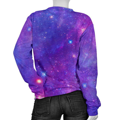 Purple Stardust Cloud Galaxy Space Print Women's Crewneck Sweatshirt GearFrost