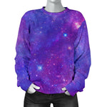 Purple Stardust Cloud Galaxy Space Print Women's Crewneck Sweatshirt GearFrost