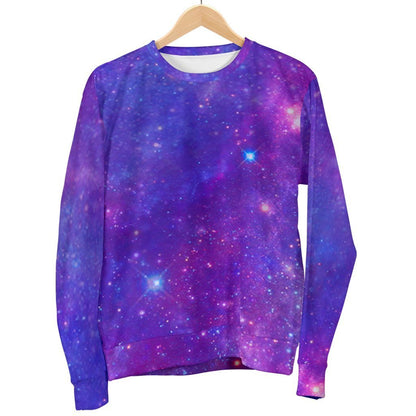 Purple Stardust Cloud Galaxy Space Print Women's Crewneck Sweatshirt GearFrost