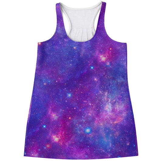 Purple Stardust Cloud Galaxy Space Print Women's Racerback Tank Top