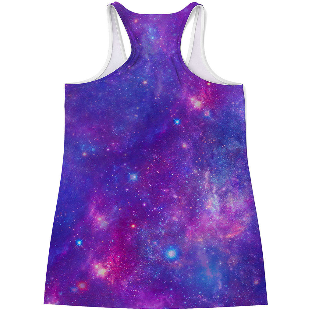 Purple Stardust Cloud Galaxy Space Print Women's Racerback Tank Top