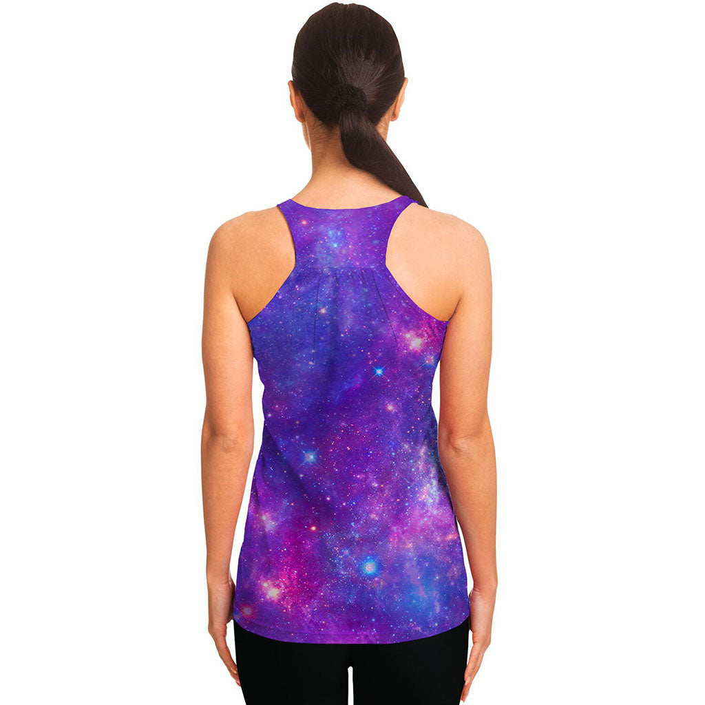 Purple Stardust Cloud Galaxy Space Print Women's Racerback Tank Top