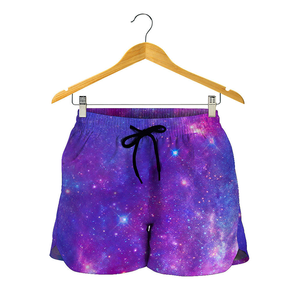 Purple Stardust Cloud Galaxy Space Print Women's Shorts