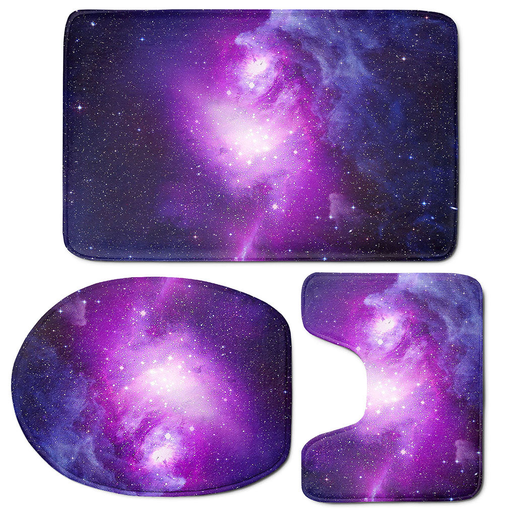 Purple Starfield Galaxy Space Print 3 Piece Bath Mat Set
