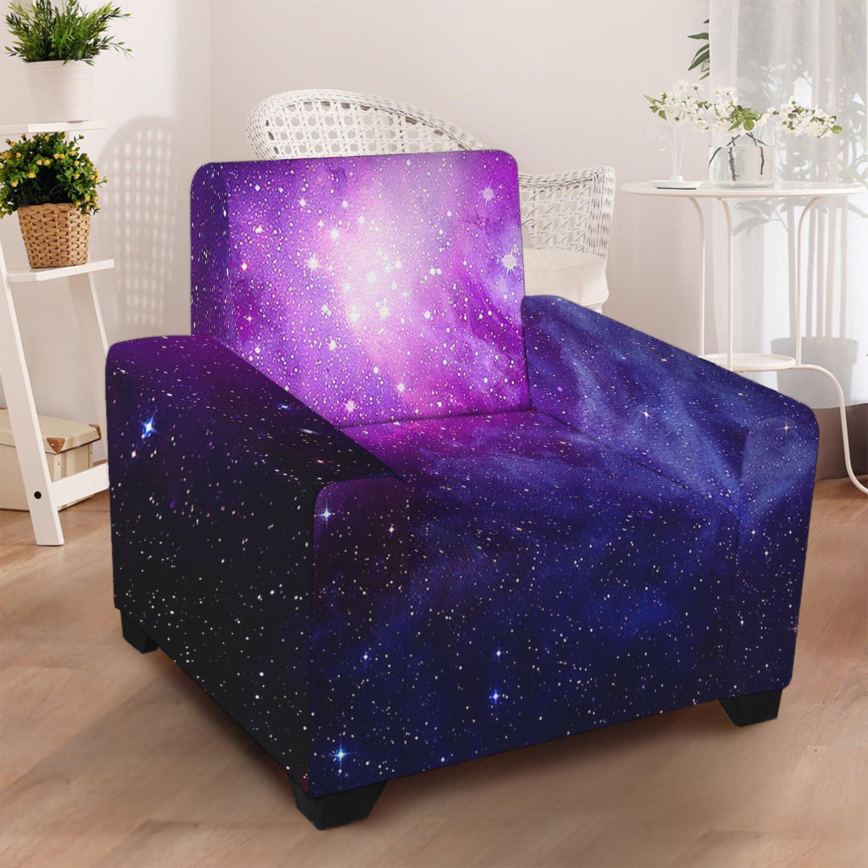 Purple Starfield Galaxy Space Print Armchair Slipcover