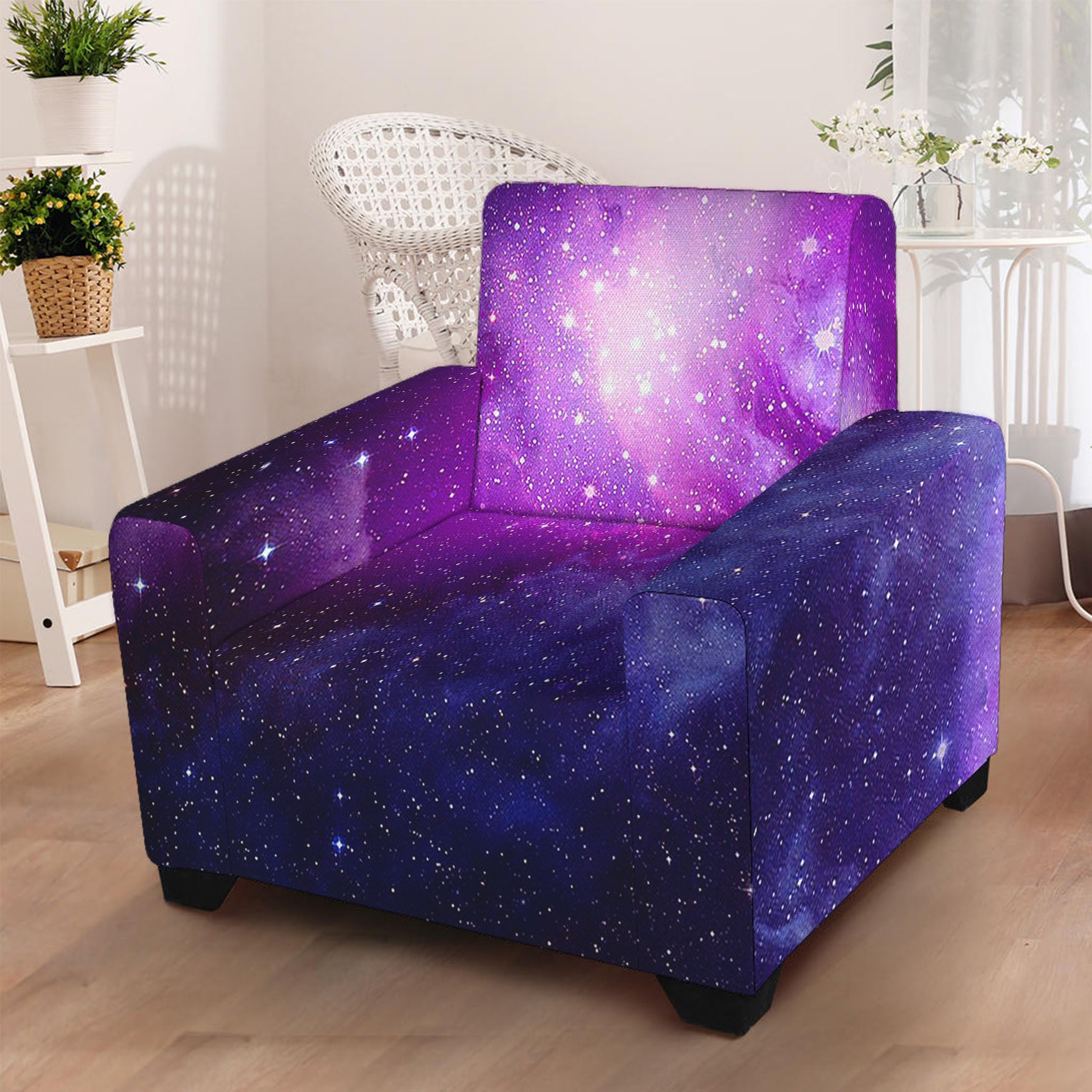 Purple Starfield Galaxy Space Print Armchair Slipcover