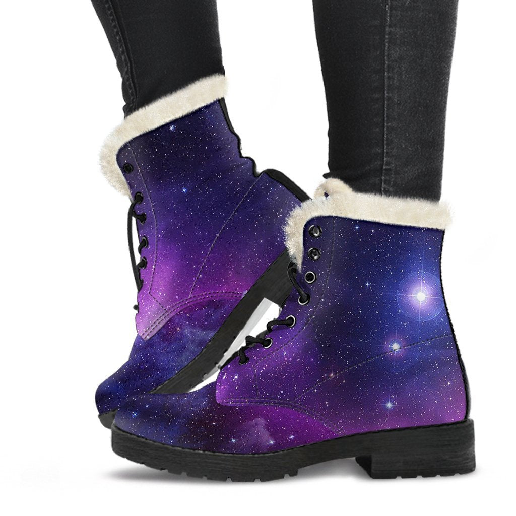 Purple Starfield Galaxy Space Print Comfy Boots GearFrost