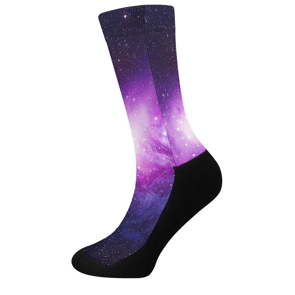 Purple Starfield Galaxy Space Print Crew Socks