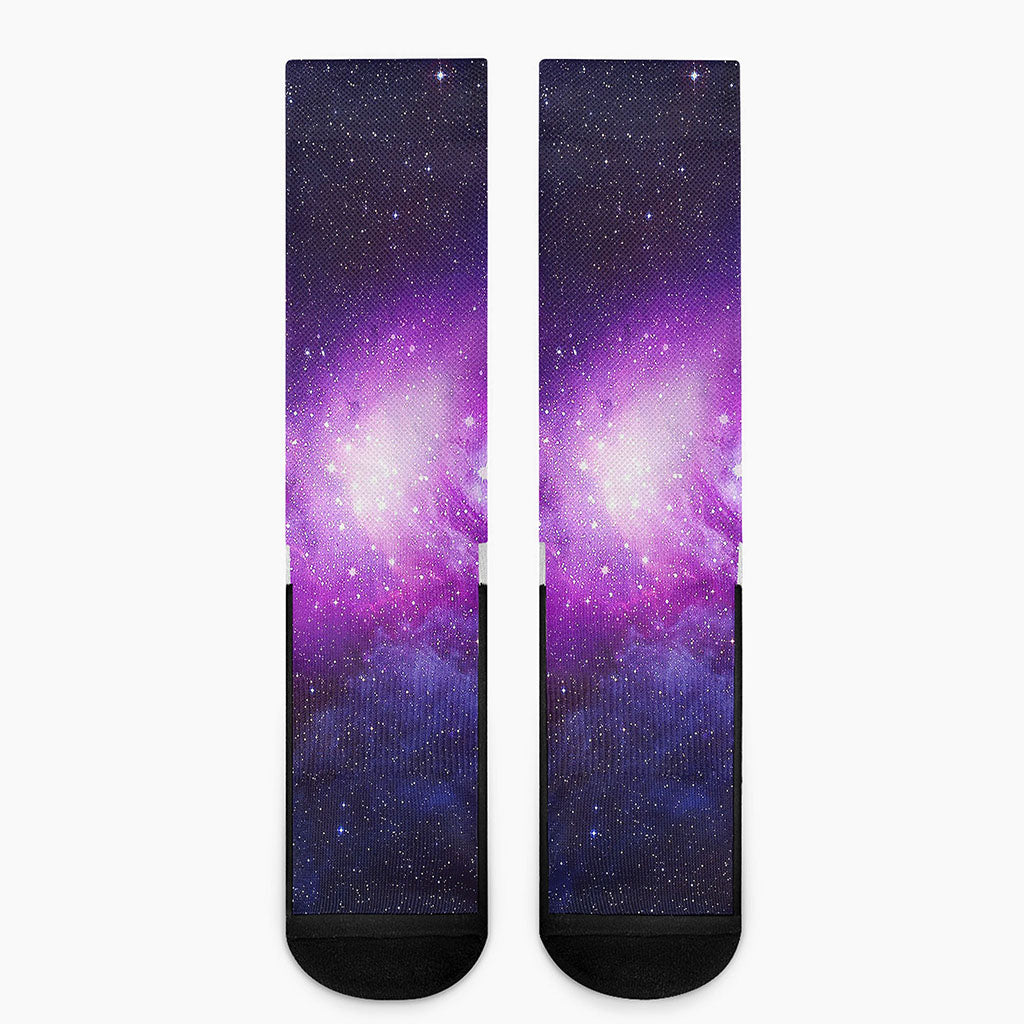 Purple Starfield Galaxy Space Print Crew Socks