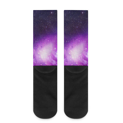 Purple Starfield Galaxy Space Print Crew Socks