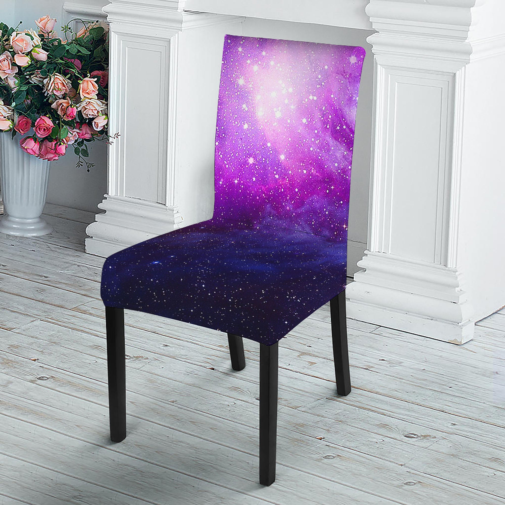 Purple Starfield Galaxy Space Print Dining Chair Slipcover