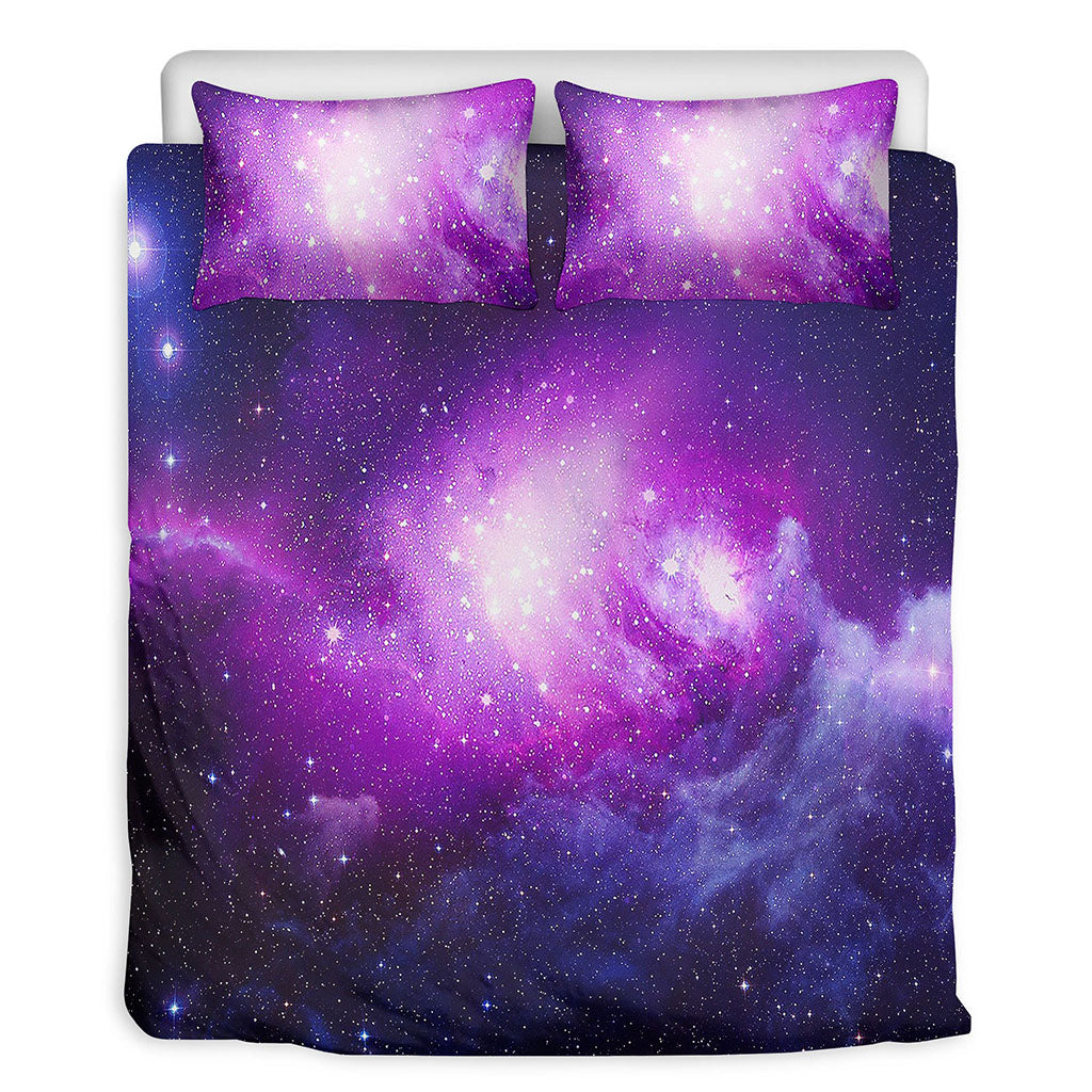 Purple Starfield Galaxy Space Print Duvet Cover Bedding Set