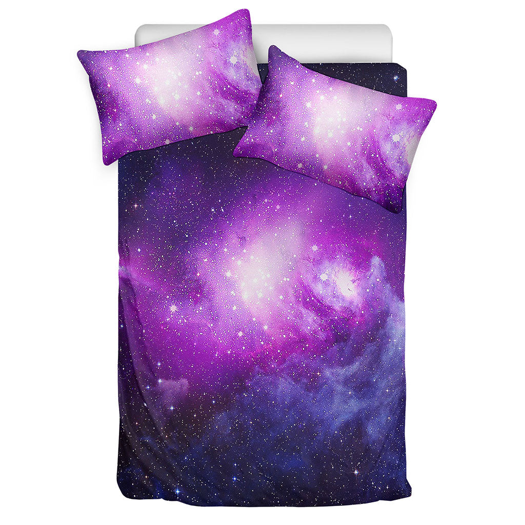 Purple Starfield Galaxy Space Print Duvet Cover Bedding Set