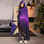 Purple Starfield Galaxy Space Print Hooded Blanket