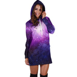 Purple Starfield Galaxy Space Print Hoodie Dress GearFrost
