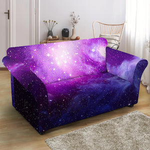 Purple Starfield Galaxy Space Print Loveseat Slipcover