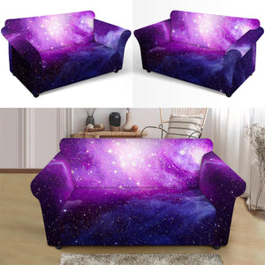 Purple Starfield Galaxy Space Print Loveseat Slipcover