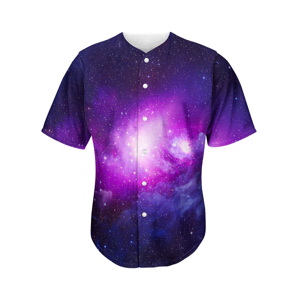 Purple Starfield Galaxy Space Print Men's Baseball Jersey