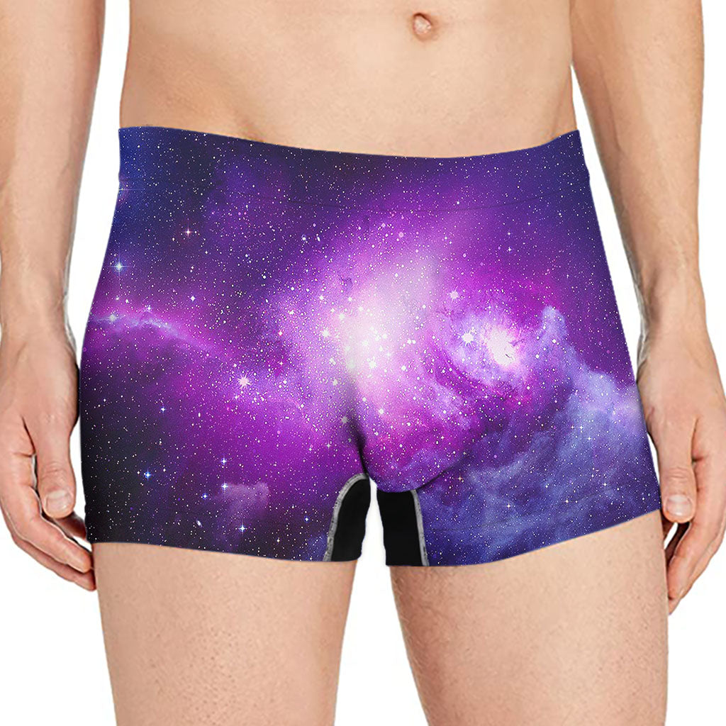 Purple Starfield Galaxy Space Print Men's Boxer Briefs