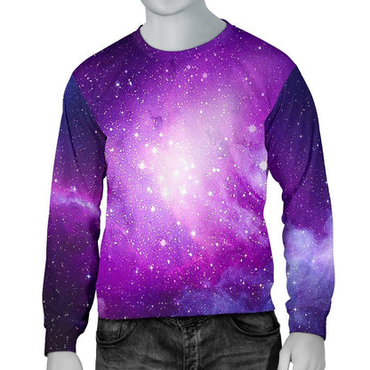 Purple Starfield Galaxy Space Print Men's Crewneck Sweatshirt GearFrost