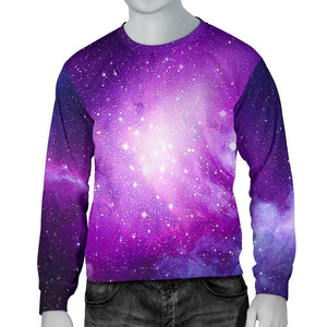 Purple Starfield Galaxy Space Print Men's Crewneck Sweatshirt GearFrost