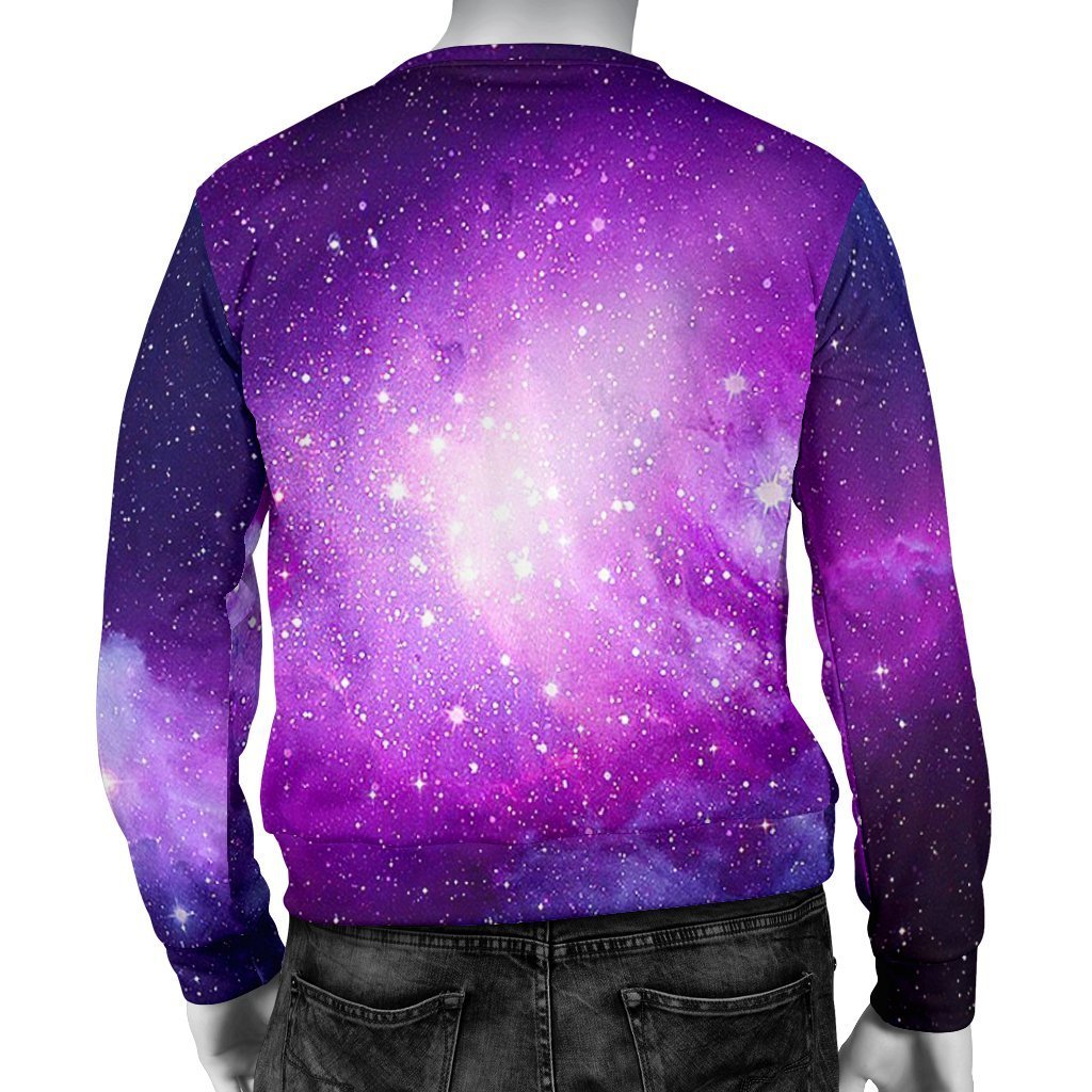 Purple Starfield Galaxy Space Print Men's Crewneck Sweatshirt GearFrost