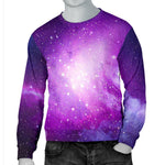 Purple Starfield Galaxy Space Print Men's Crewneck Sweatshirt GearFrost