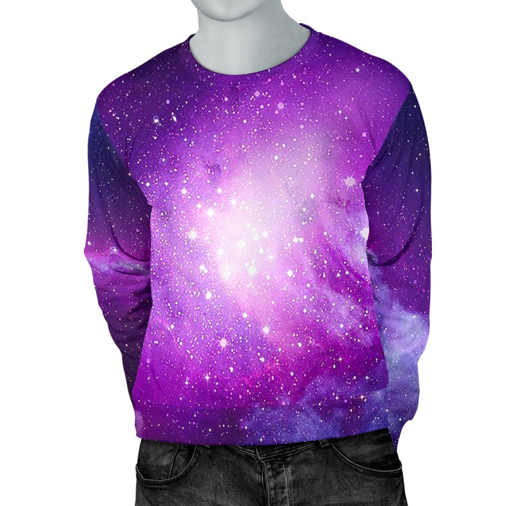 Purple Starfield Galaxy Space Print Men's Crewneck Sweatshirt GearFrost