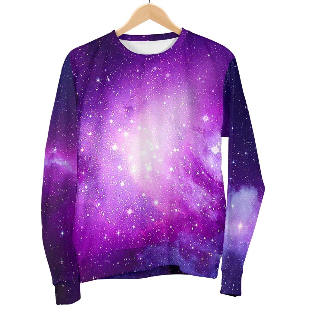 Purple Starfield Galaxy Space Print Men's Crewneck Sweatshirt GearFrost
