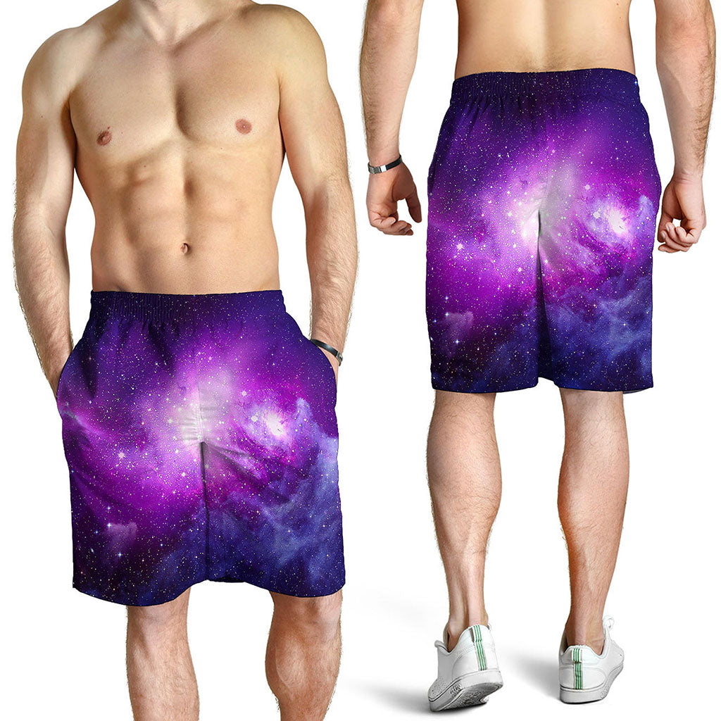 Purple Starfield Galaxy Space Print Men's Shorts