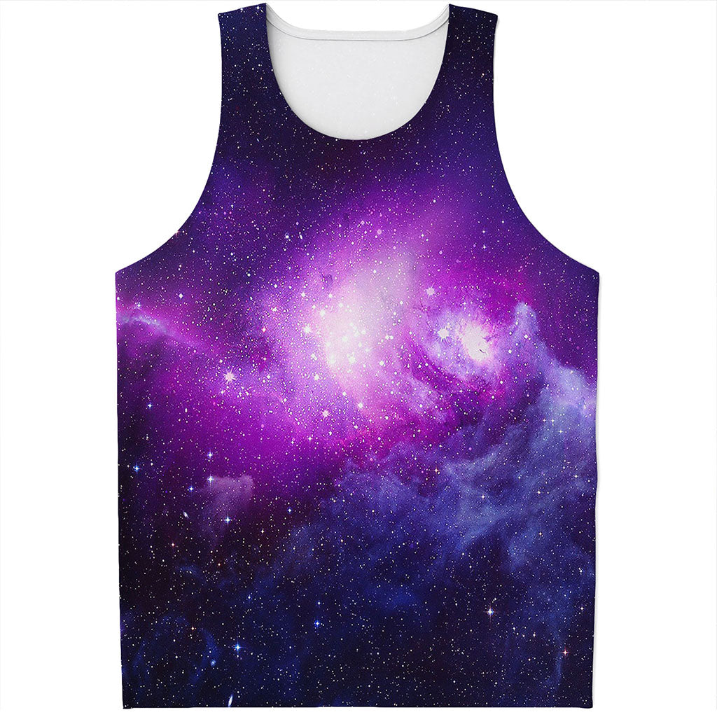 Purple Starfield Galaxy Space Print Men's Tank Top